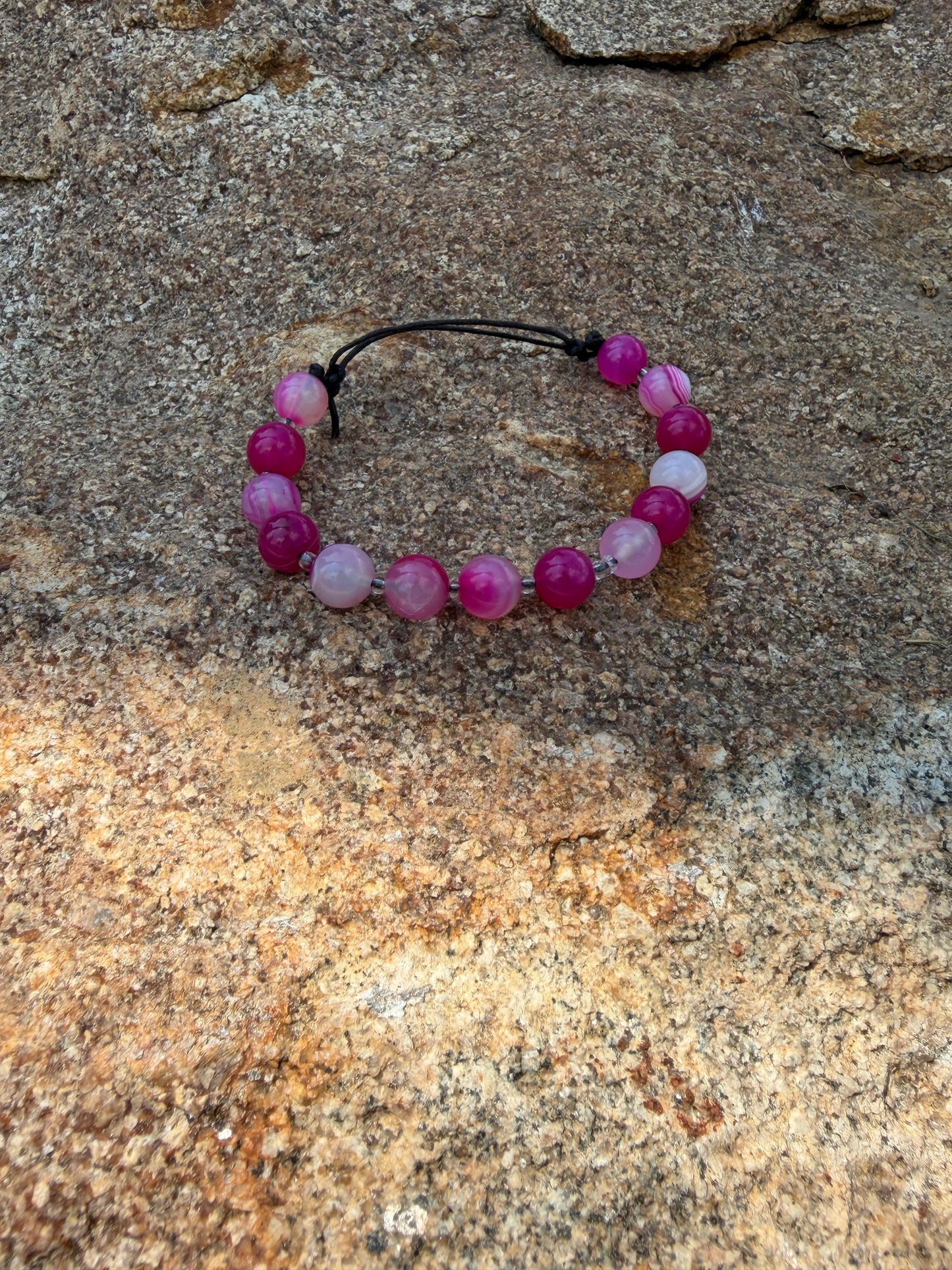 Adjustable Crystal Bracelet - Rose Agate