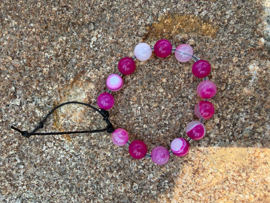 Adjustable Crystal Bracelet - Rose Agate