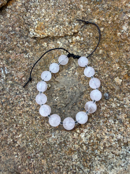 Adjustable Crystal Bracelet - Rose Quartz
